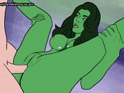 Green woman fucked by normal man and he cums inside her