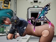 Anime Alet in a stealth suit in a space laboratory arranges debauchery with an alien monster that looks like a huge mosquito. 3D VR animation hentai video game  Foulent doll anime cartoon