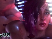 Animation anal sex when a Judy Alvarez lies on her stomach and a guy fucks her ass - Hot Cyberpunk porn