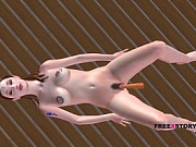An animated 3D porn Video of a Teen Girl Laying on the floor and Masturbating using Carrot.
